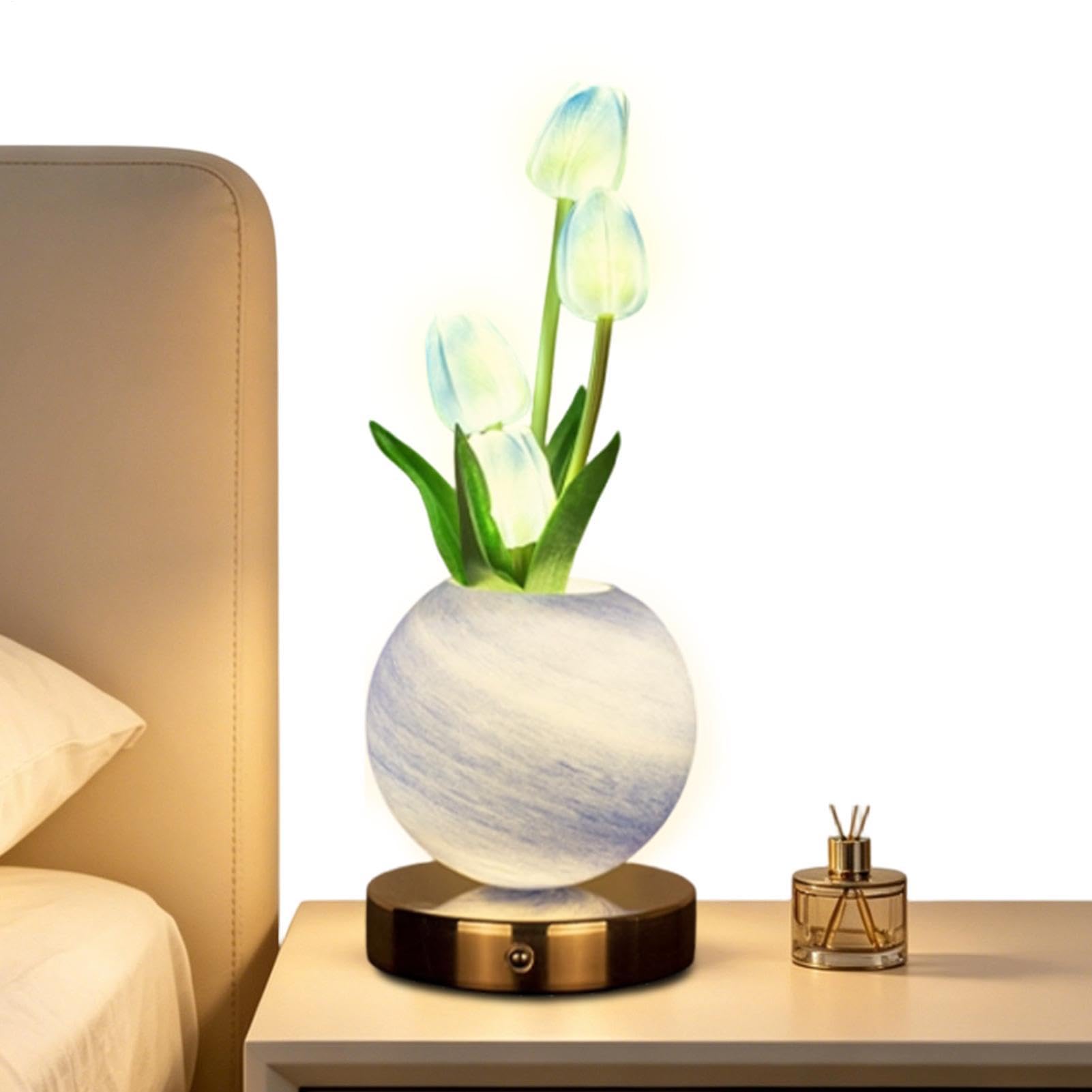 Luce notturna Luminosa Ricaricabile USB Senza Fili 3 Colori Dimmerabile | Lampada Da Comodino Floreale Luce D'atmosfera Per Donna Camera Da Letto Notte Comò Tavolo Tavolo Lettura Sonno