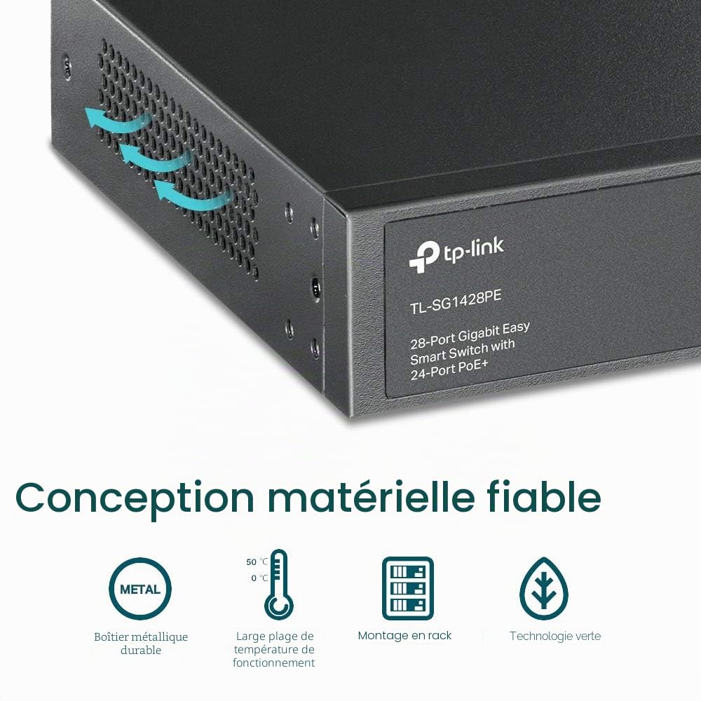 TP-Link Easy Smart Sg1428pe - Switch - Smart - 24 X 10/100/1000 (poe+) + 2 X 10/100/1000 - An Rack Montierbar - Poe+ (250 W) - Ac 100 - 240 V (sg1428