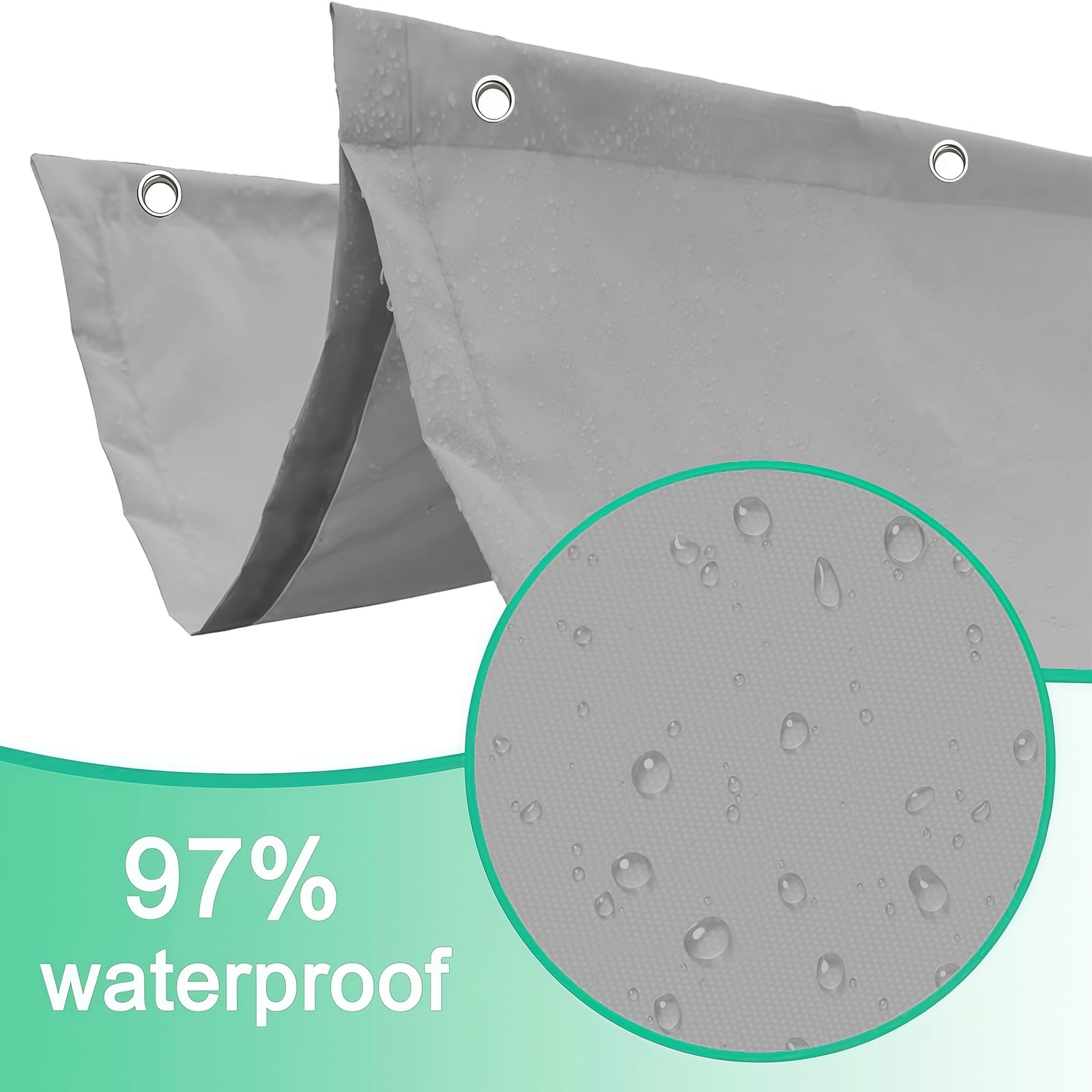 Sonnensegel Einziehbar Welle 2 x 11 m Nach Maß, Sonnenschutz, Wasserdicht, 98% Uv-Schutz & Reißfest, Garten Verstellbar Schutz mit Zugseil & Ösen für Garten Terrasse, Hellgrau