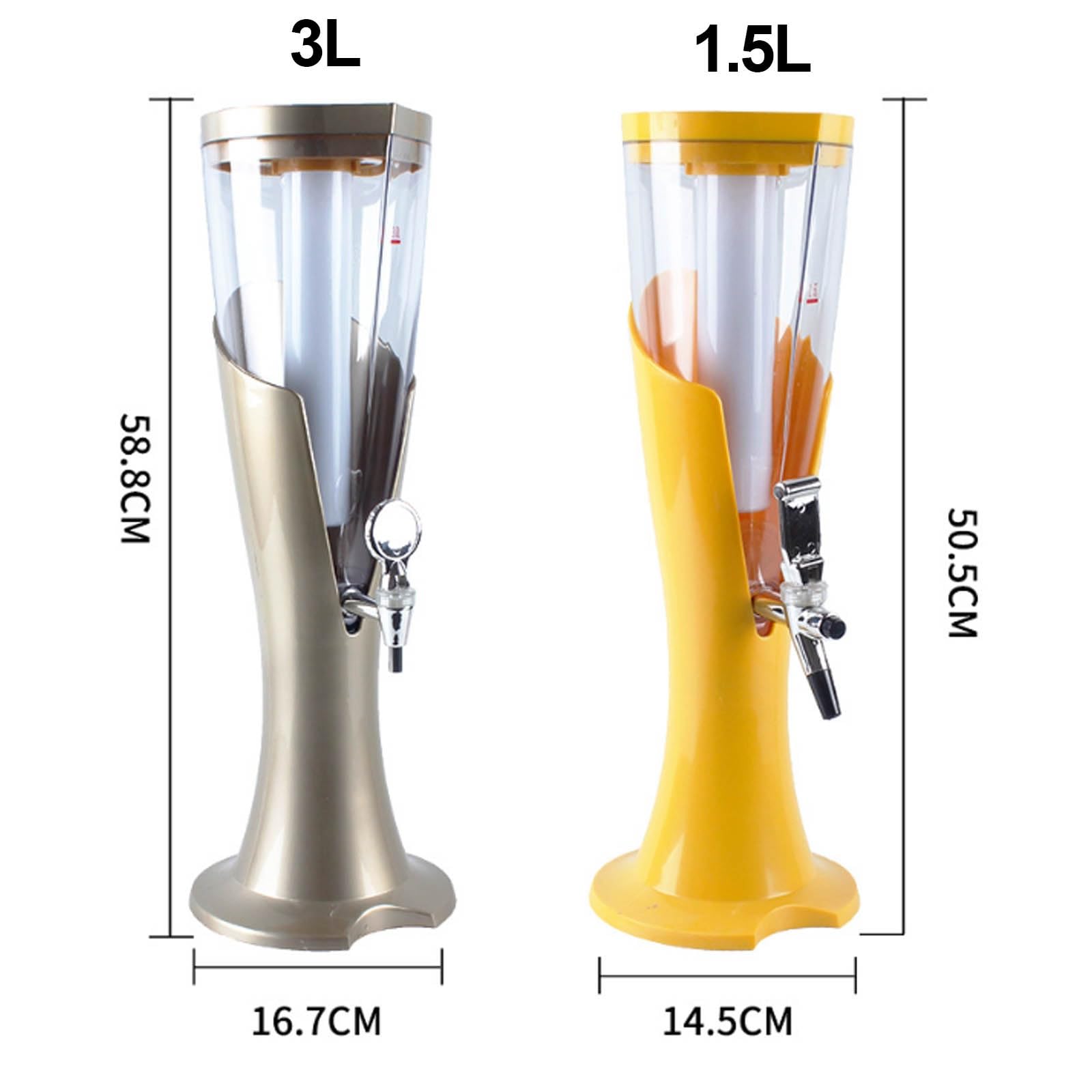 Torre spillatura della Birra con Tubo del Ghiaccio luci, Rubinetto,Feste | Torre spillatura birra, tubo refrigerante mantenere bevande ghiacciate per feste bar uso domestico(Silver,1.5L)