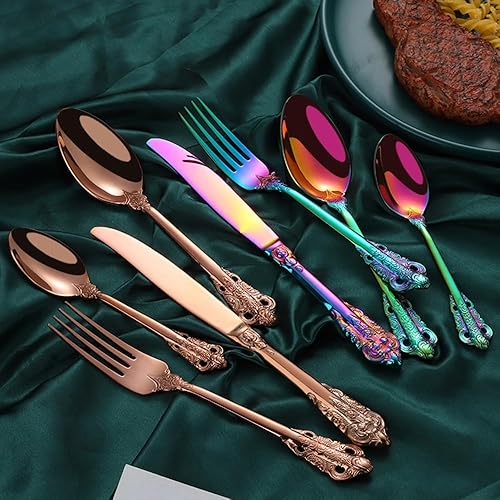 Miniatura 3 de Michelangelo - Juego de cubiertos para 12 personas, juego de cubiertos de lujo de palacio de 48 piezas, juego de cubiertos de acero inoxidable 1810,