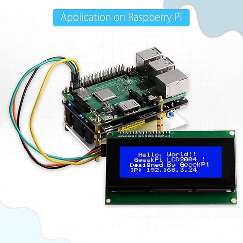 Miniatura 5 de GeeekPi IIC I2C TWI Serial LCD 2004 20x4 Módulo de pantalla con adaptador de interfaz I2C retroiluminación azul para Raspberry Pi Arduino STM32 DIY