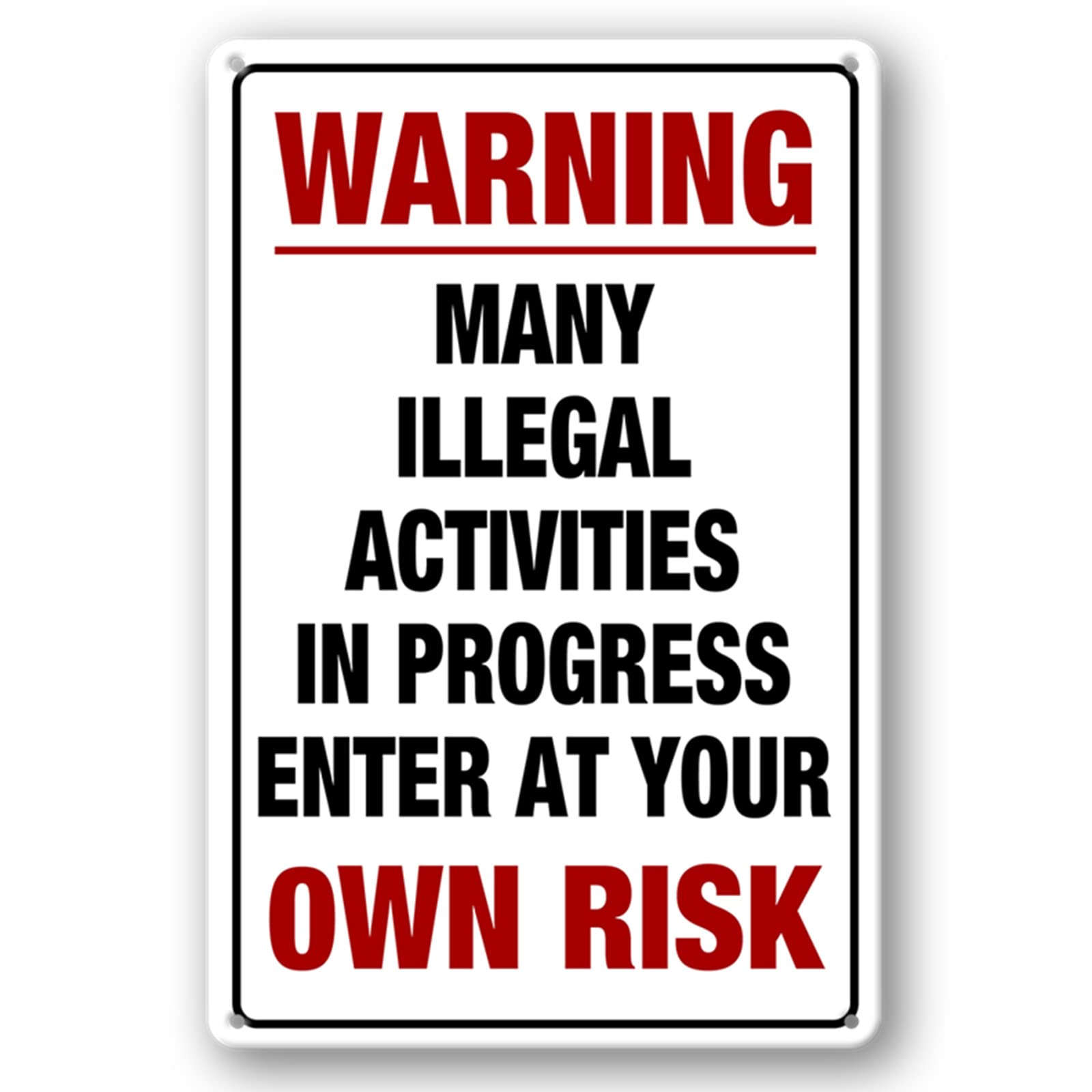 Funny Warning Metal Tin Sign, Bedroom Enter At Your Own Risk Decor, 12x8 Inch