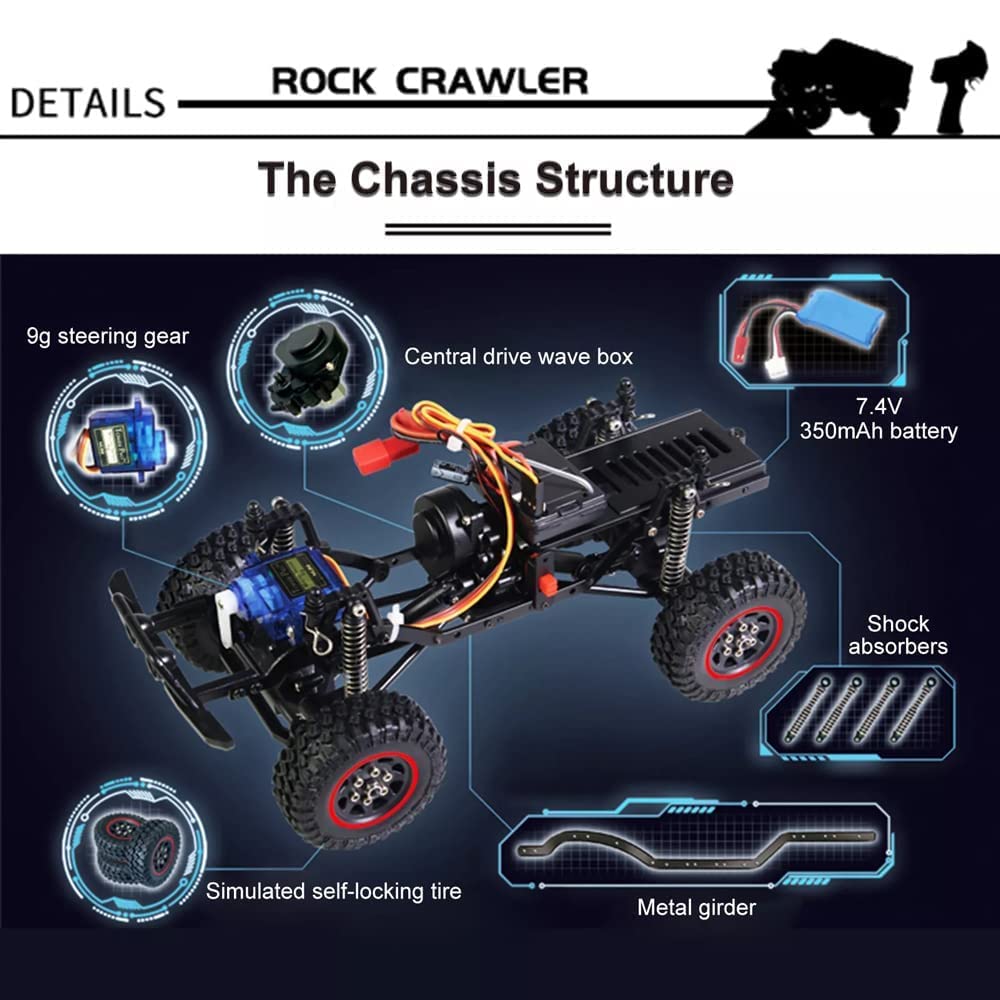 1:18 Skala 4wd Szybka Ciężarówka Monster Rc Off-road, All-terrain Pilot Control, 2,4 Ghz Dla Dorosłych (Blue)