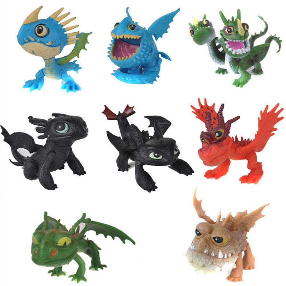 SKEIDO How to Train Your Dragon 8 pcs Action Figures Set: Toothless Night Fury Nadder