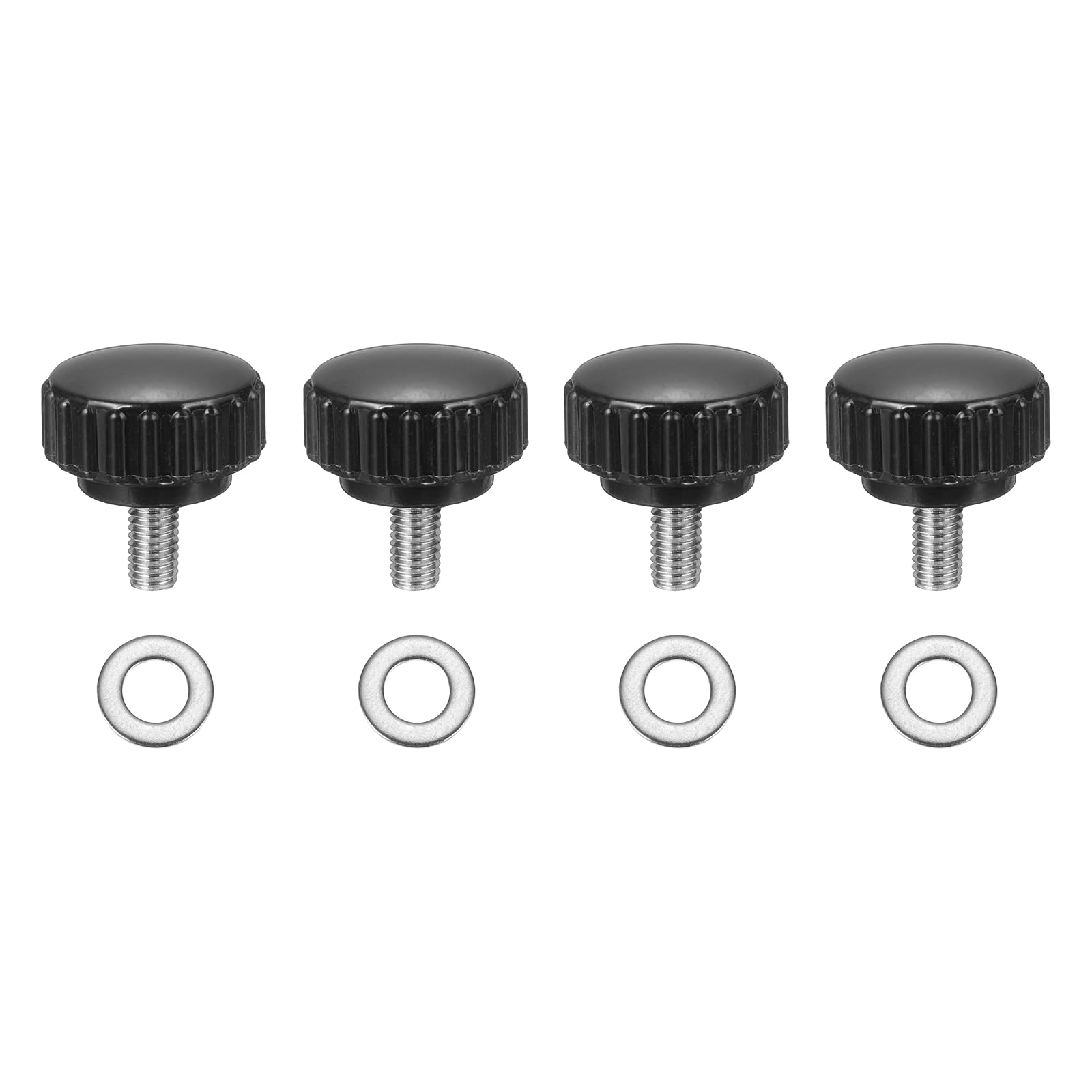 sourcing map 4Pcs Knurled Clamping Knobs, M5 x 10mm Metric 304 Stainless Steel Male Thread Thumb Screws 22mm Width Knurled Handle Bolts Grip with Washers for Machine Umbrella Base Replacement
