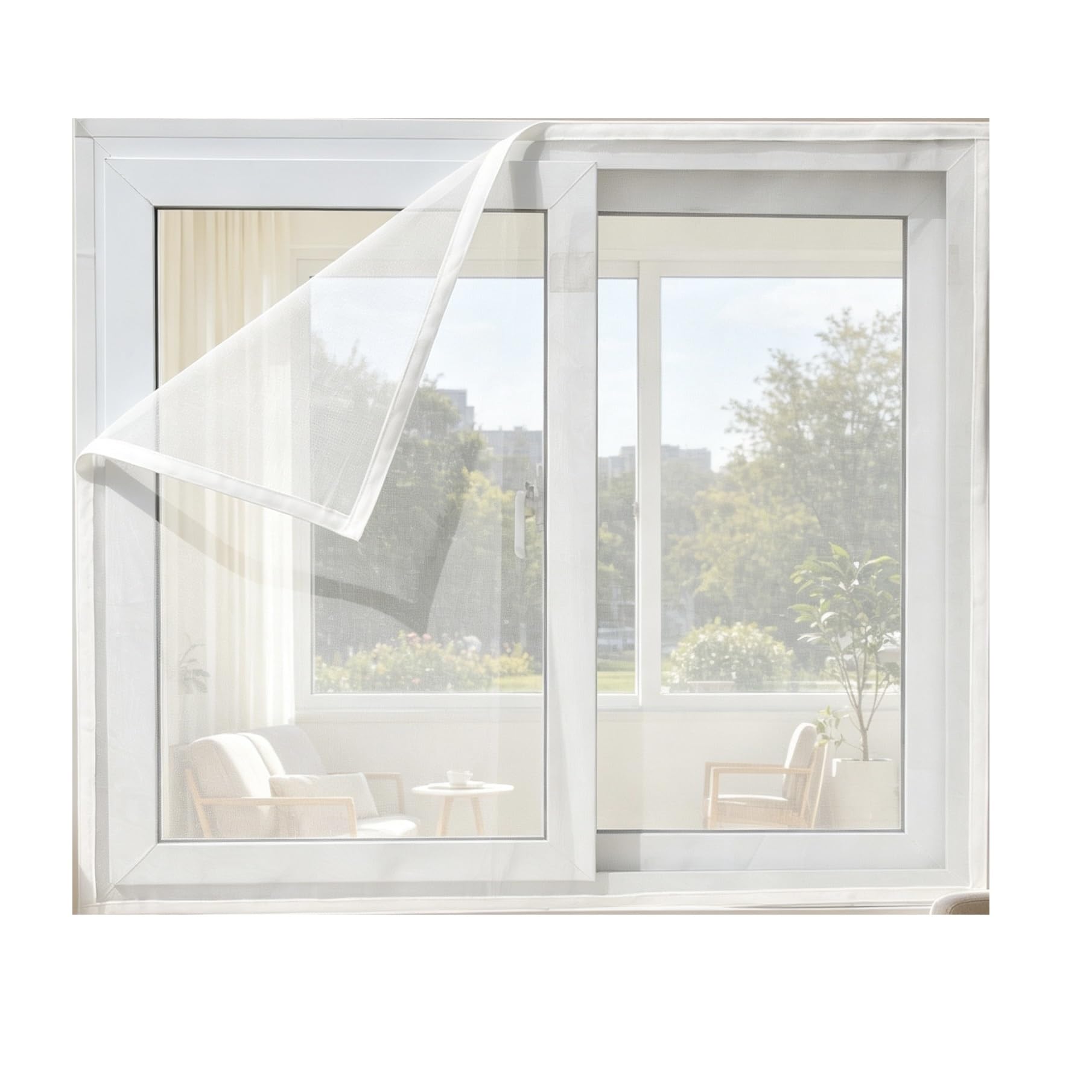 1PC Width 180/190/200cm Window Screen Mesh Breathable Anti-Mosquito Net Easy Installation For Bedroom Living Room Office(Width 190cm(75in),H 90cm(35in))