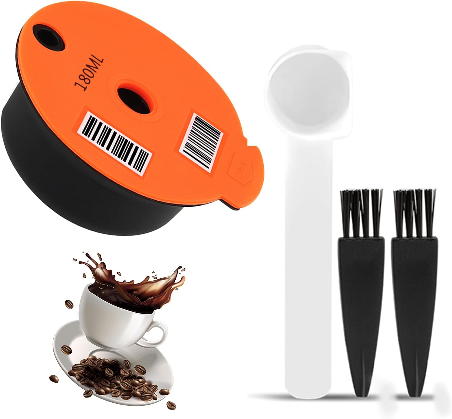 WMLBK Reusable PP Coffee Filter Pod,Coffee Strainer,Coffee Capsule Compatible for Tassimo Machines TAS1401GB Vivy,CTPM12,CTPM05uc (180ml)