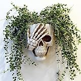 Dolkgy Skull Wall Planter for Home Décor, Resin Skeleton Gothic Planter for Indoor Outdoor Plants Decorations, White Hanging Skull Vase Unique Spooky Face Flower Pot Head Planters