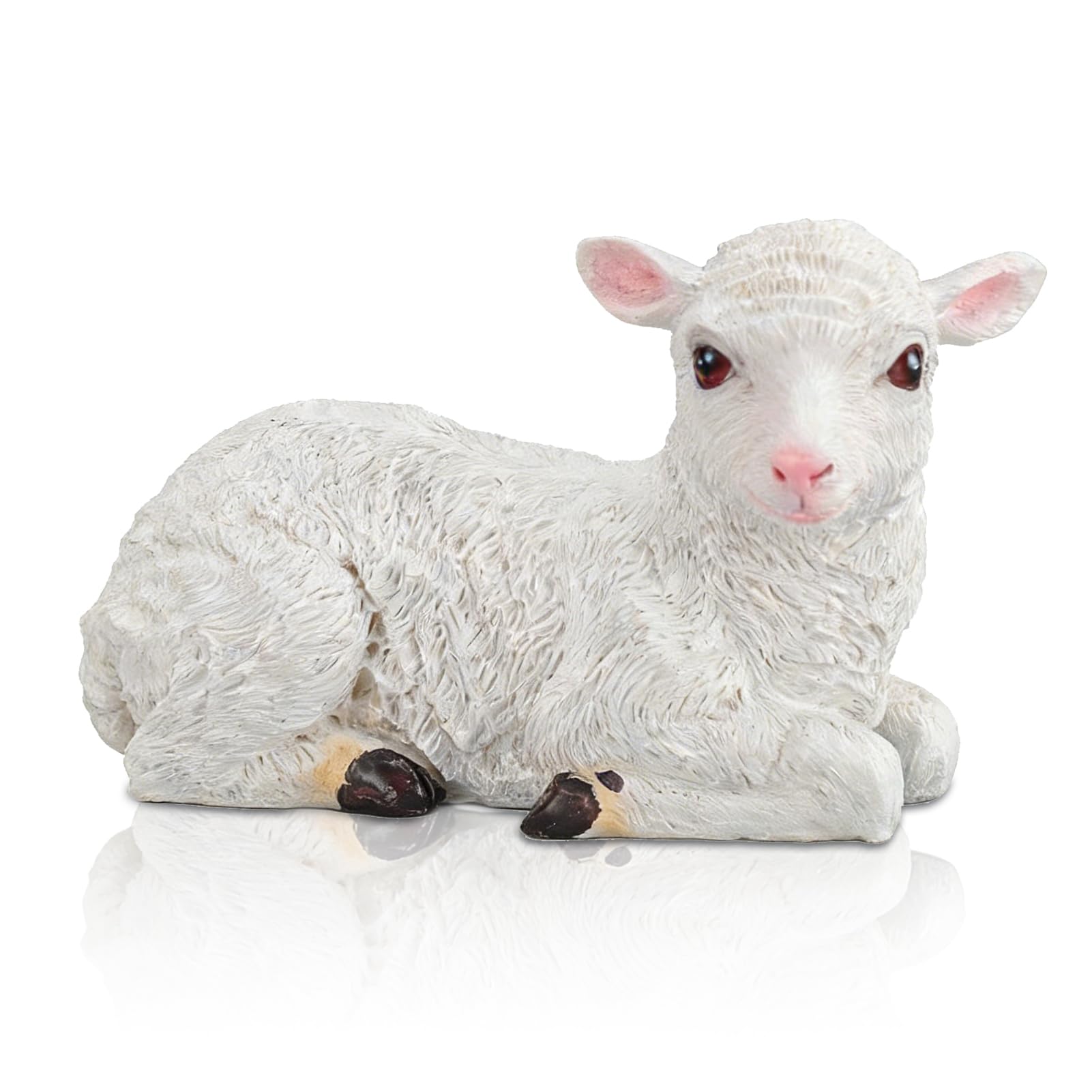 Cyrank Statue De Mouton De Jardin, Ornements De Jardin, Figurine De Jardin d'agneau, Sculpture Extérieure, Décoration De Jardin De Mouton Mignon pour Extérieur Et Intérieur(Mouton couché)