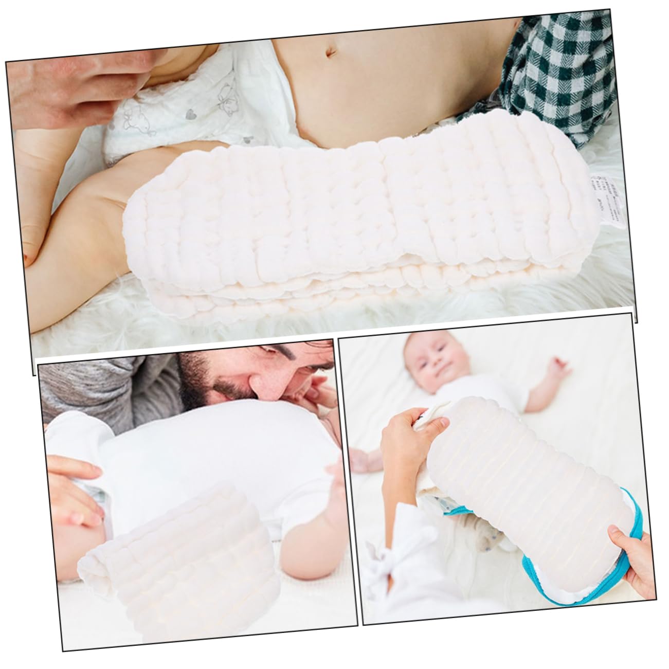 HEMOTON 32 Pièces couche de lingette bebe lavable lingette bébé lavable Langes absorbants couches doublure de couche en tissu doublure de couche réutilisable coton blanche
