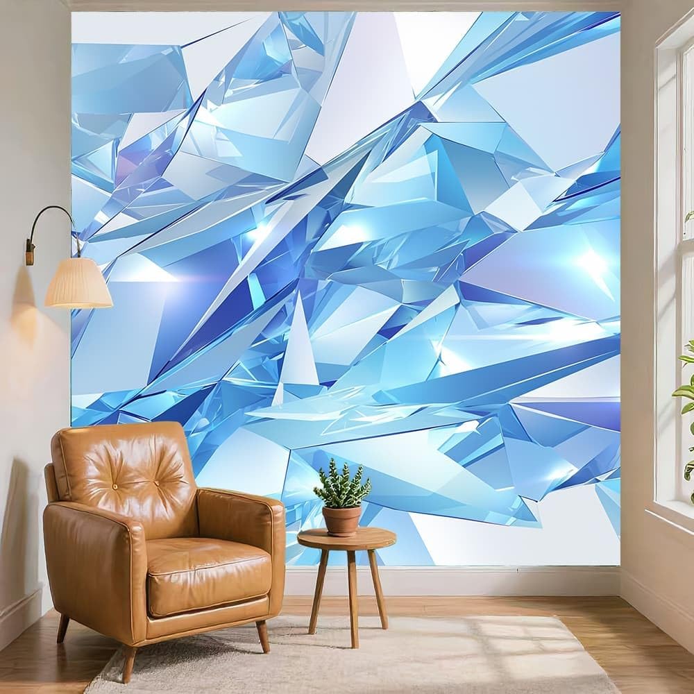 Naklejki ścienne dla dzieci tapeta do pokoju dziecięcego 350 x 256 cm geometryczny kryształ 3D 3D dekoracja ścienna samoprzylepna fototapeta niebieska tapeta domowa naklejki dla dzieci dzieci