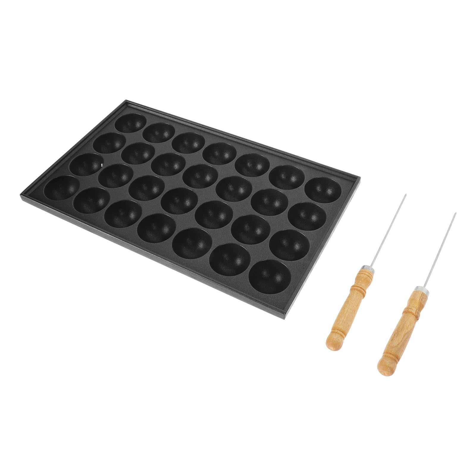 SHINEOFI Teglia Takoyaki in Ferro Antiaderente per Piccoli Polpi, Nero