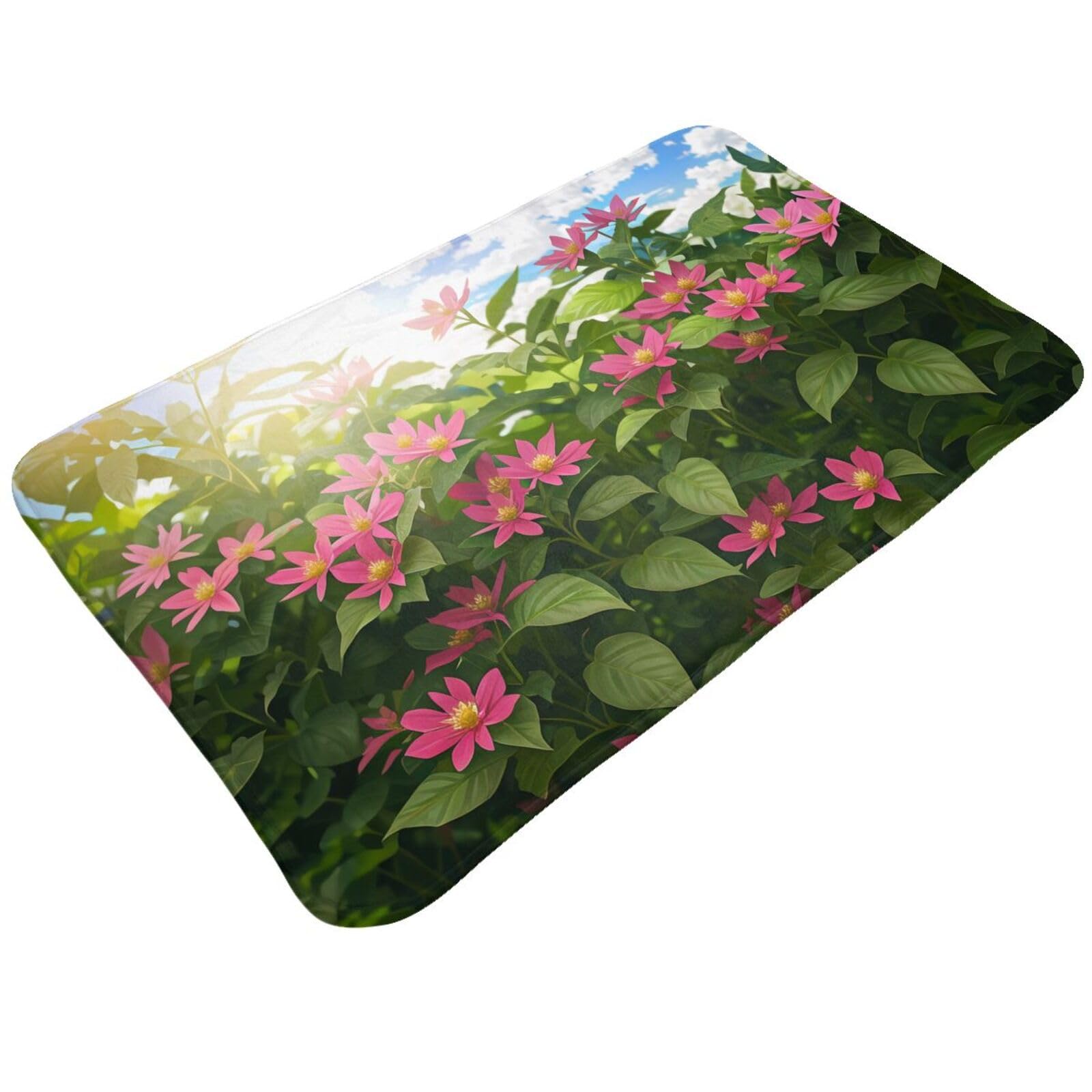 Beauty Flowers Print Living Room Bathroom Kitchen Anti Slip and Absorbent Carpet, Indoor Entrance Door Muddy Floor Mat, Ultra Soft Washable Carpet 21x31.5 Inches