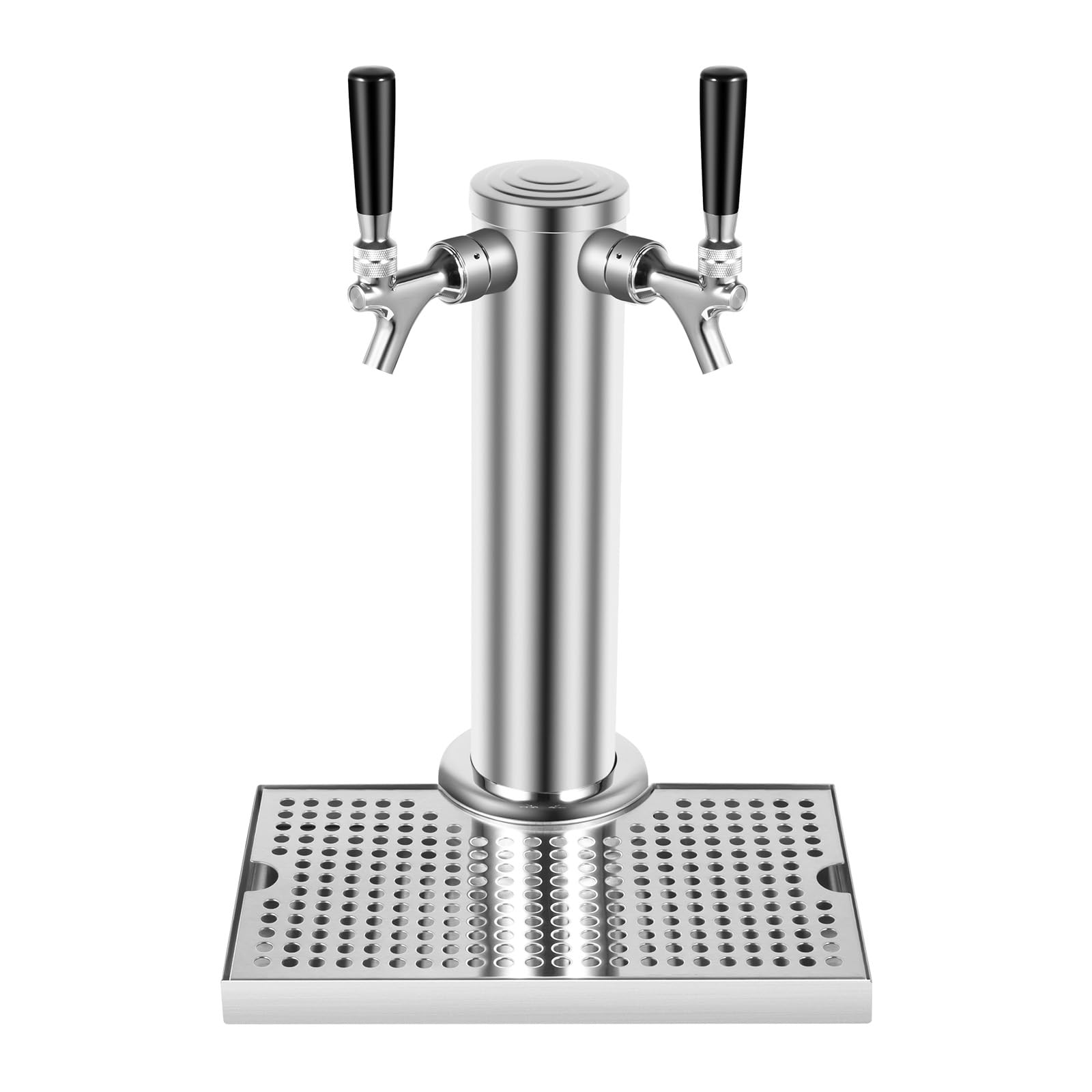 2 Köpfe Schanksäule Edelstahl-Bierzapfsäule mit Fußschalter, Bierturm für Zapfen von kalten, Warmen und Rauen Getränken