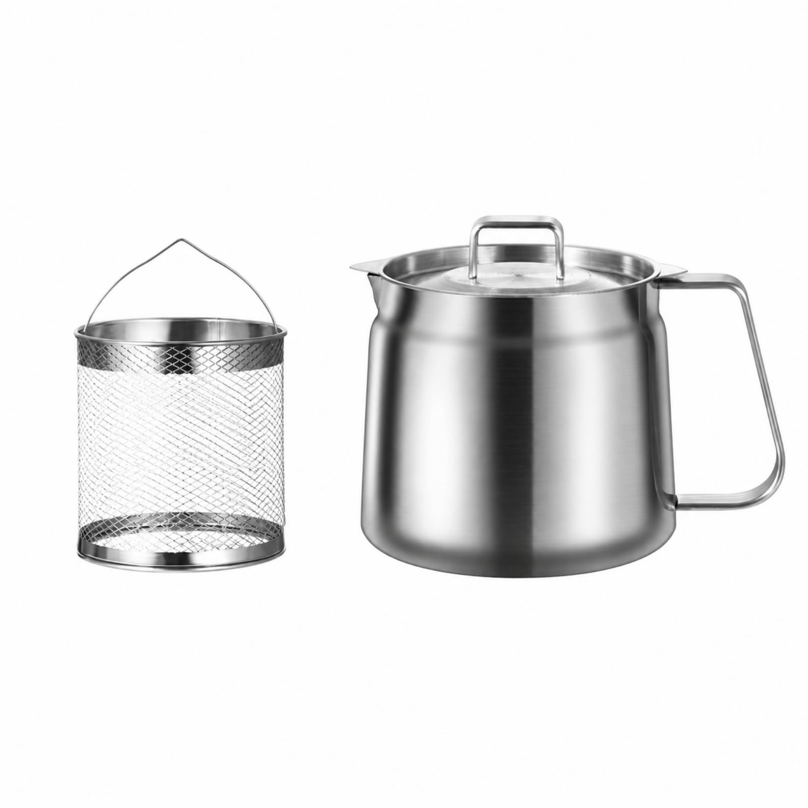 KESOTO Aceitera Acero Inoxidable Olla Acero Inoxidable con Cesta Freído Vertido Ave Aceitera con Filtro Malla para Cocina, 1.5L