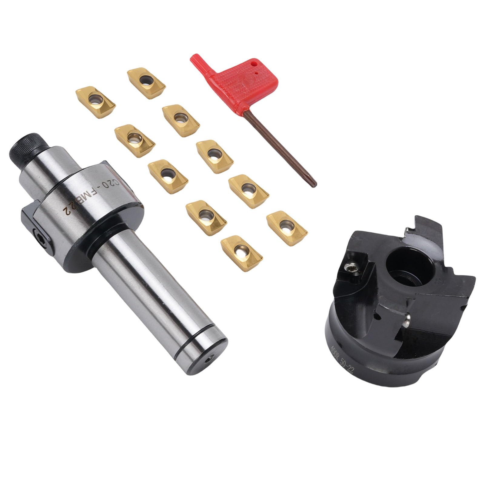 Jeu de fraises à surfacer 400R 50 22 4T, fraiseuse à 4 CNC, adaptée au meulage étagé/surface, comprenant 10 inserts en carbure APMT1604