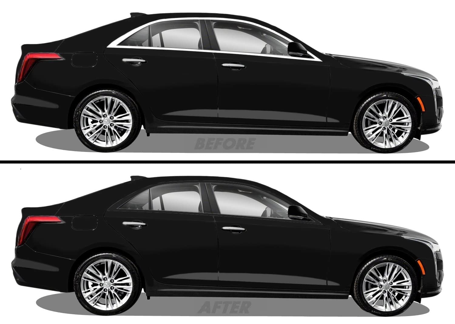 SlickMod Chrome Delete Blackout Vinyl Overlay for 2020-2023 Cadillac CT4 Window Trim (Satin Black)