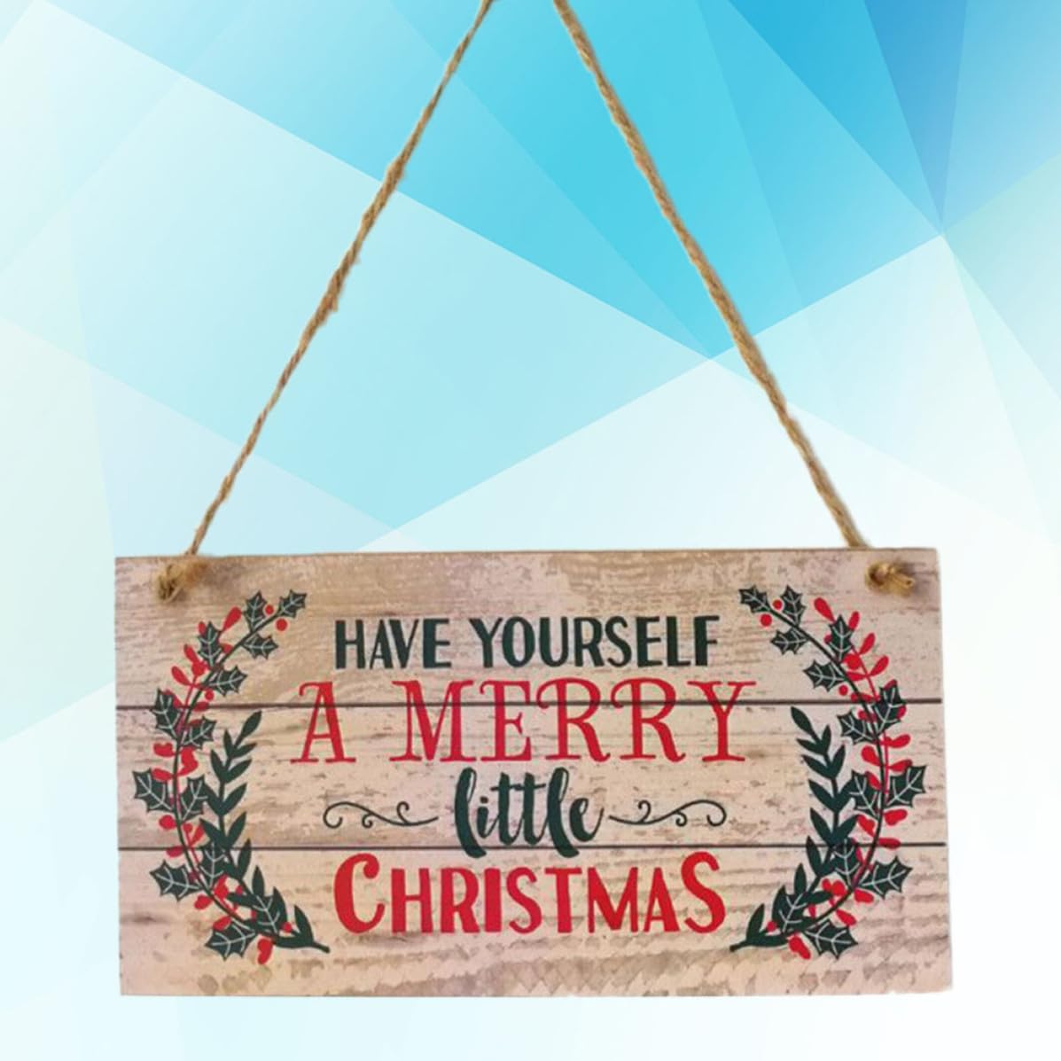 Decorazione Natalizia in Legno per Porta di Natale 20x10cm Scritta Merry Christmas Luminosa e Brillante per Addobbi Festivi Casa
