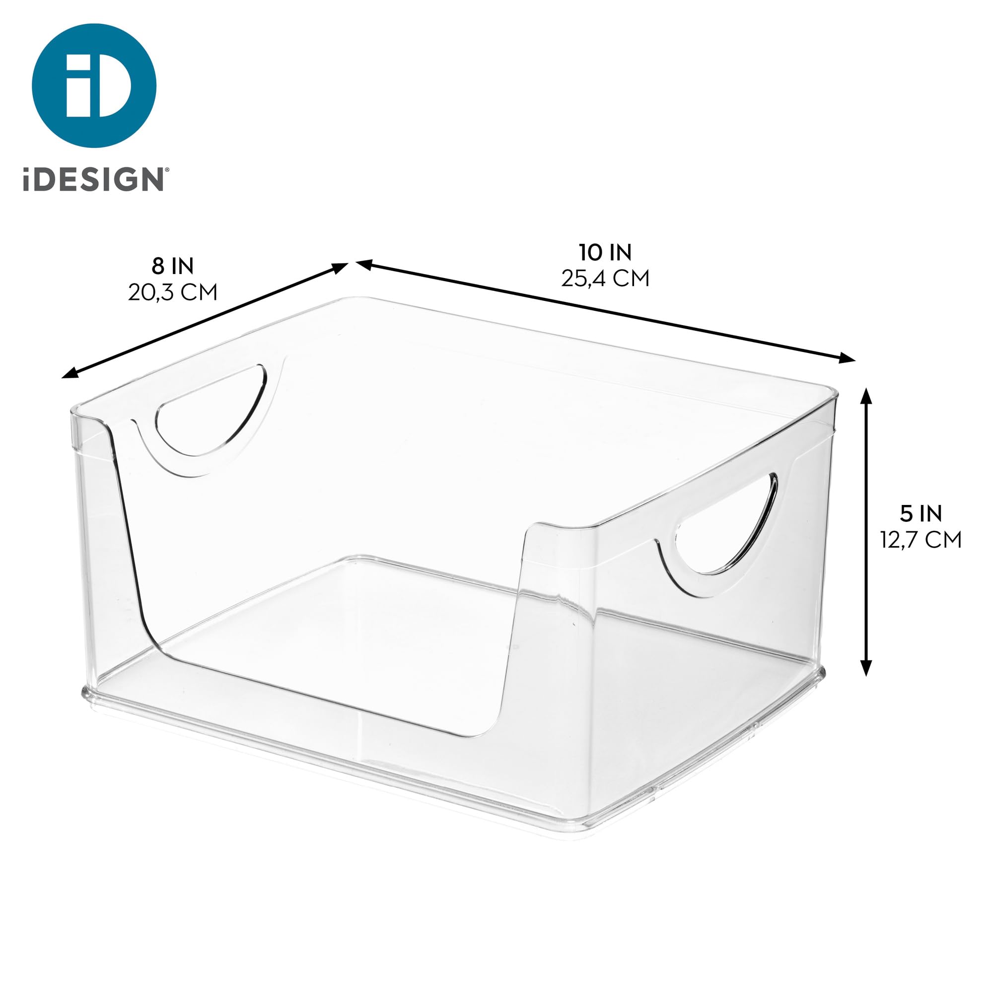 InterDesign iDesign - Contenedores apilables de almacenamiento con asas para cocina y despensa, juego de 4, transparentes