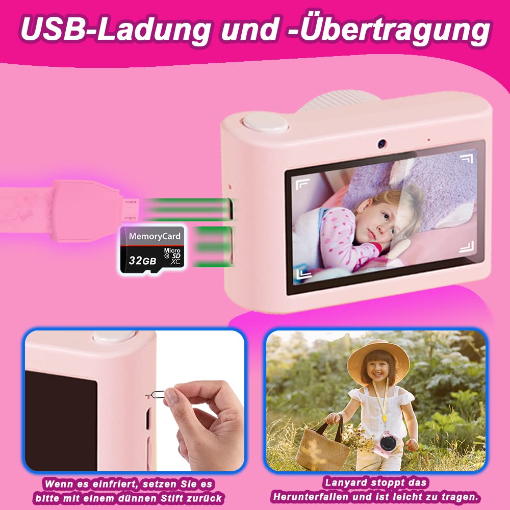 Appareil Photo Instantané Enfant 48MP – Impression Sans Encre, Vidéo HD, Carte 32Go Incluse, Cadeau Top Pour Filles & Garçons