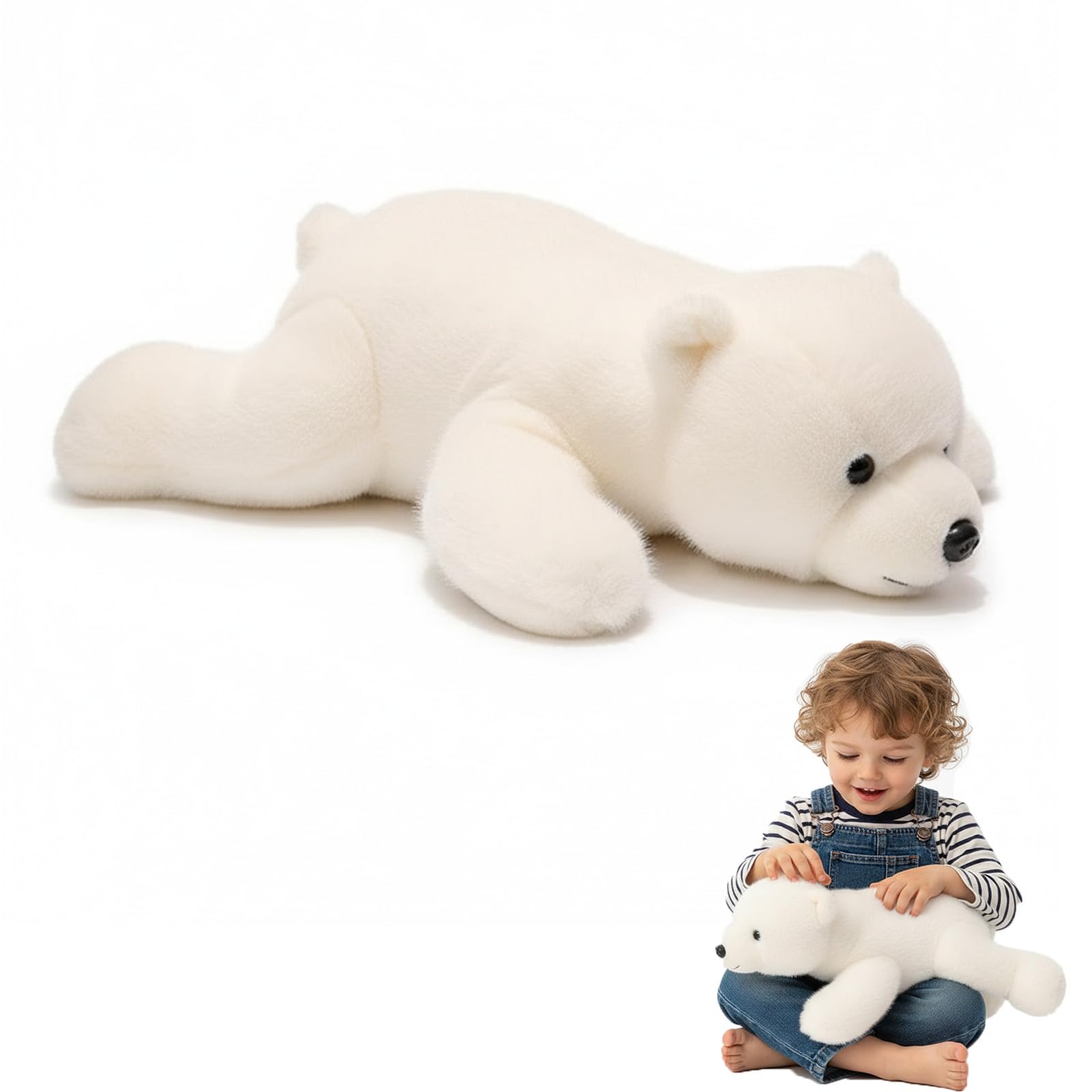 Kaelorae Weighted Plush Animals for Kids & Adults - Panda Teddy Bear Dinosaur Stuffed Toys, Hugging Pillow for Anxiety Relief & Sleep Support (Polar Bear, 30cm)