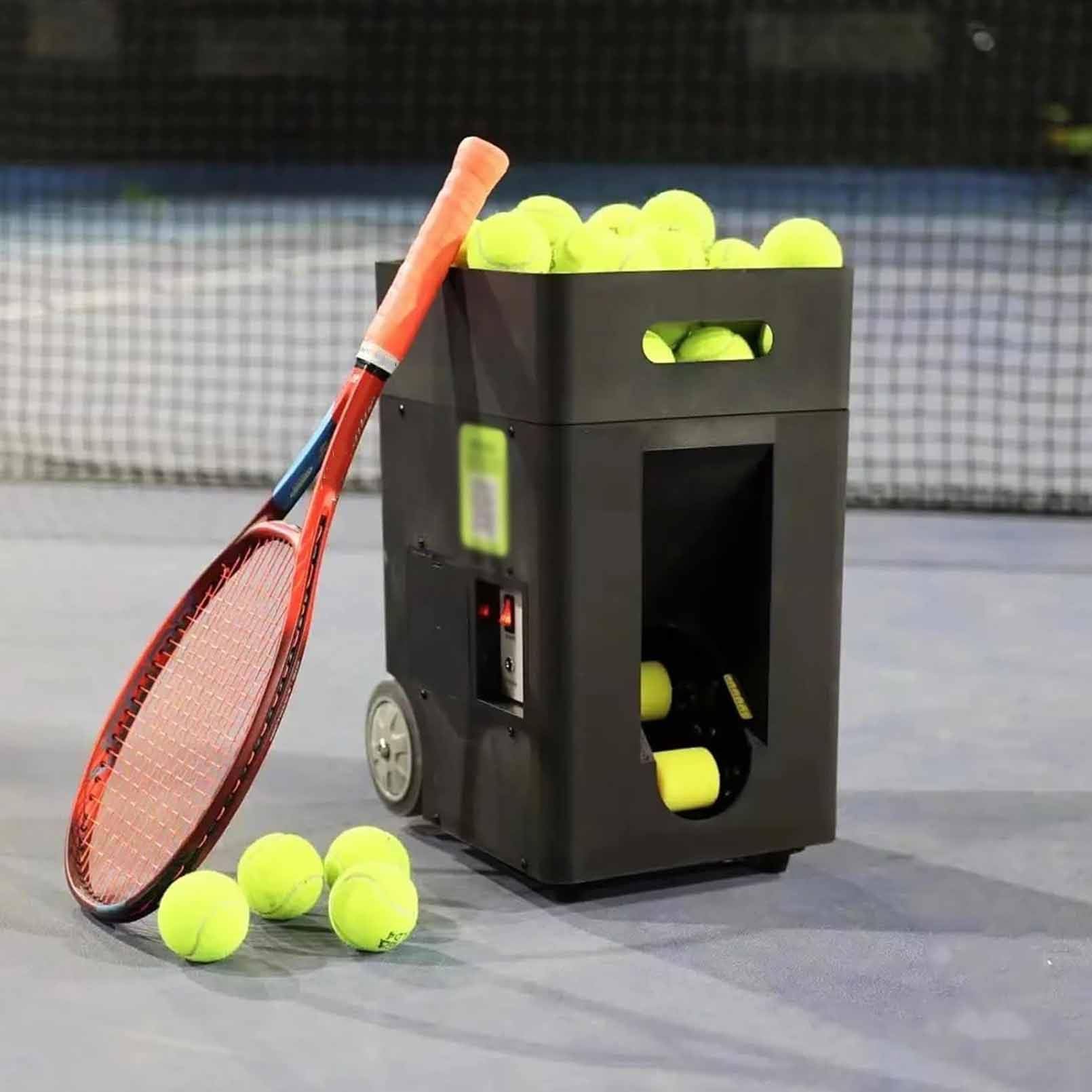 Macchina portatile per palline da tennis, lanciatore automatico di palline da tennis, trapani pre-programmati per principianti, modalità di allenamento completa, ideale per esercitarsi da soli