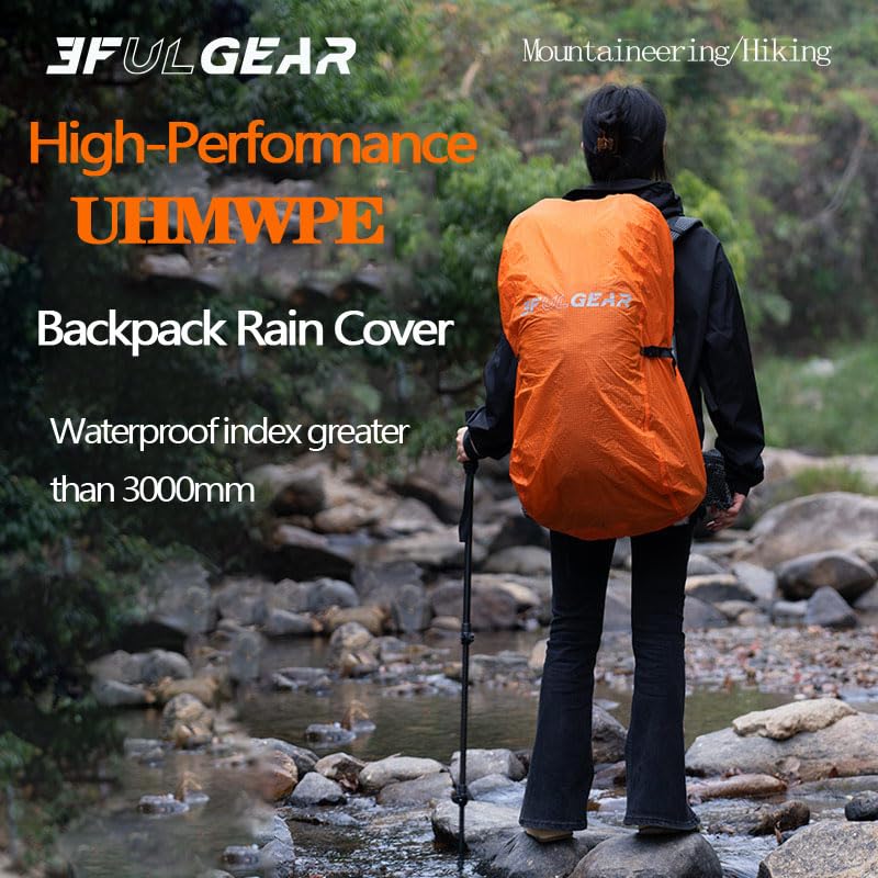 GANSMART 3F 20-85L backpack rain cover, waterproof, dustproof, wear-resistant, tear resistant outdoor hiking backpack cover (orange-S)