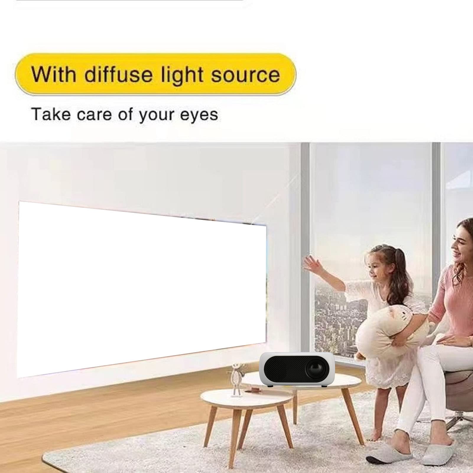 Mini Proiettore Portatile, Videoproiettore Home Theater con Surround a 360 Gradi, Supporto Full HD 1080P, Interfacce Multiple, per Home Theater, Smartphone, Laptop (Spina