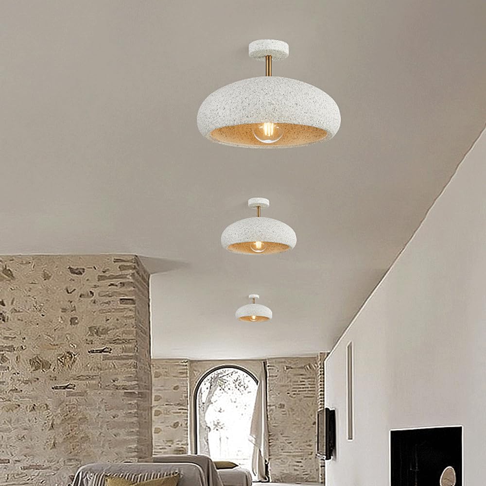 Nowoczesna sufitowa lampa wisząca 35 cm, styl Wabi-Sabi lampa do korytarza z żywicy, podstawa E27 do sypialni, lampa sufitowa na werandę do korytarza i szatni