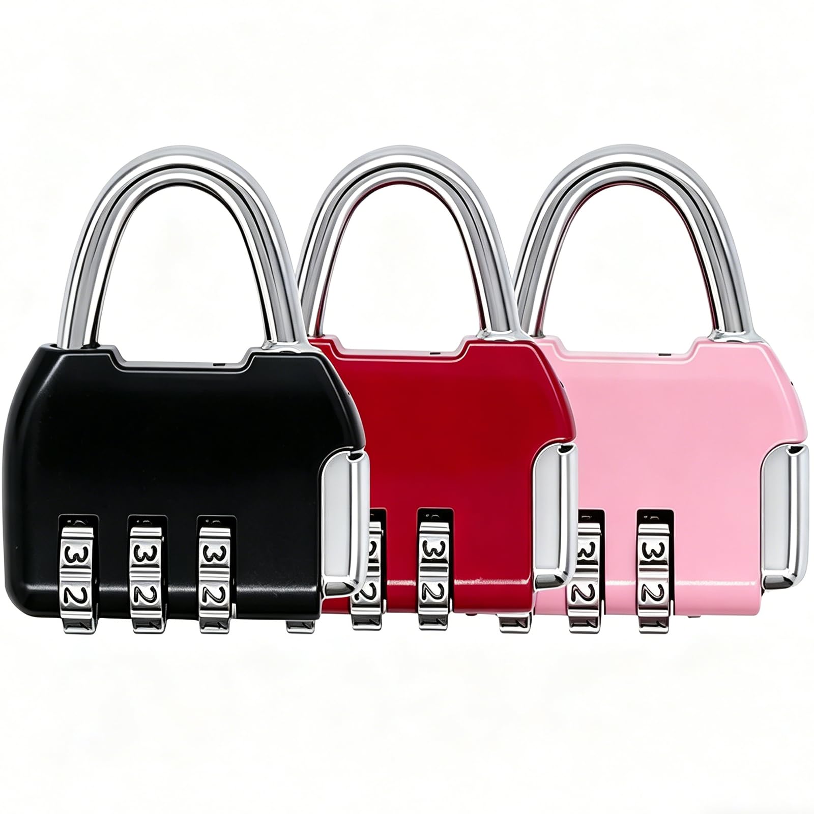 3 Pcs Combination Lock,3 Digit Combination Padlock Resettable and Waterproof,Code Lock for School Gym Suitcases Locker, Luggage, Schoolbags, Backpacks, Locker, Drawers, Toolkit and Cabinets