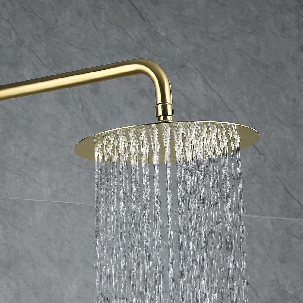Moderno set di colonne doccia a pioggia da 25,4 cm, con controllo termostatico, altezza regolabile, con doccetta e valvola in ottone per montaggio a parete