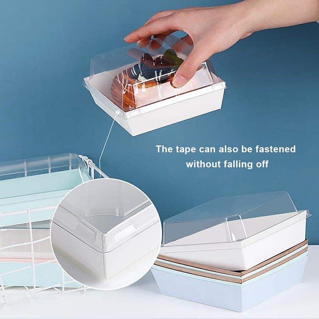 Cajas para cupcakes de 100 piezas con ventana, galletas, dulces, recipientes para repostería, organizador portátil de ensaladas y pasteles de un para el hogar, Blanco