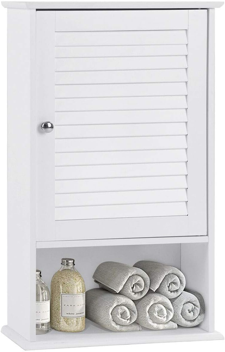 DORTALA 27.5'' H Medicine Cabinet, Wall Cabinet Hanging Bathroom Storage Cabinet w/Adjustable Shelf, White