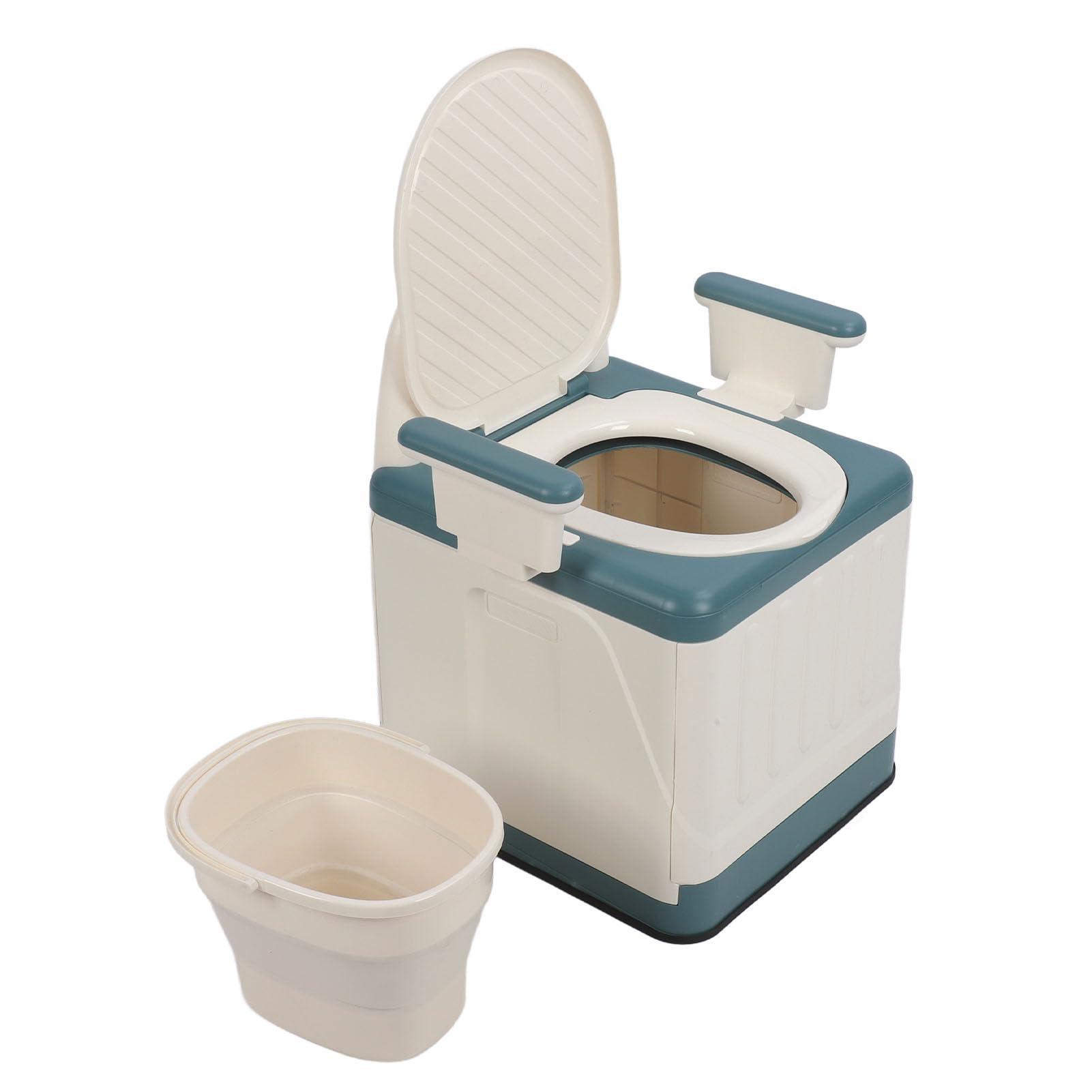 Portable Toilet Odor Proof Foldable Bedside Toilet Chair with Armrests Home Bedroom Outdoor Activities