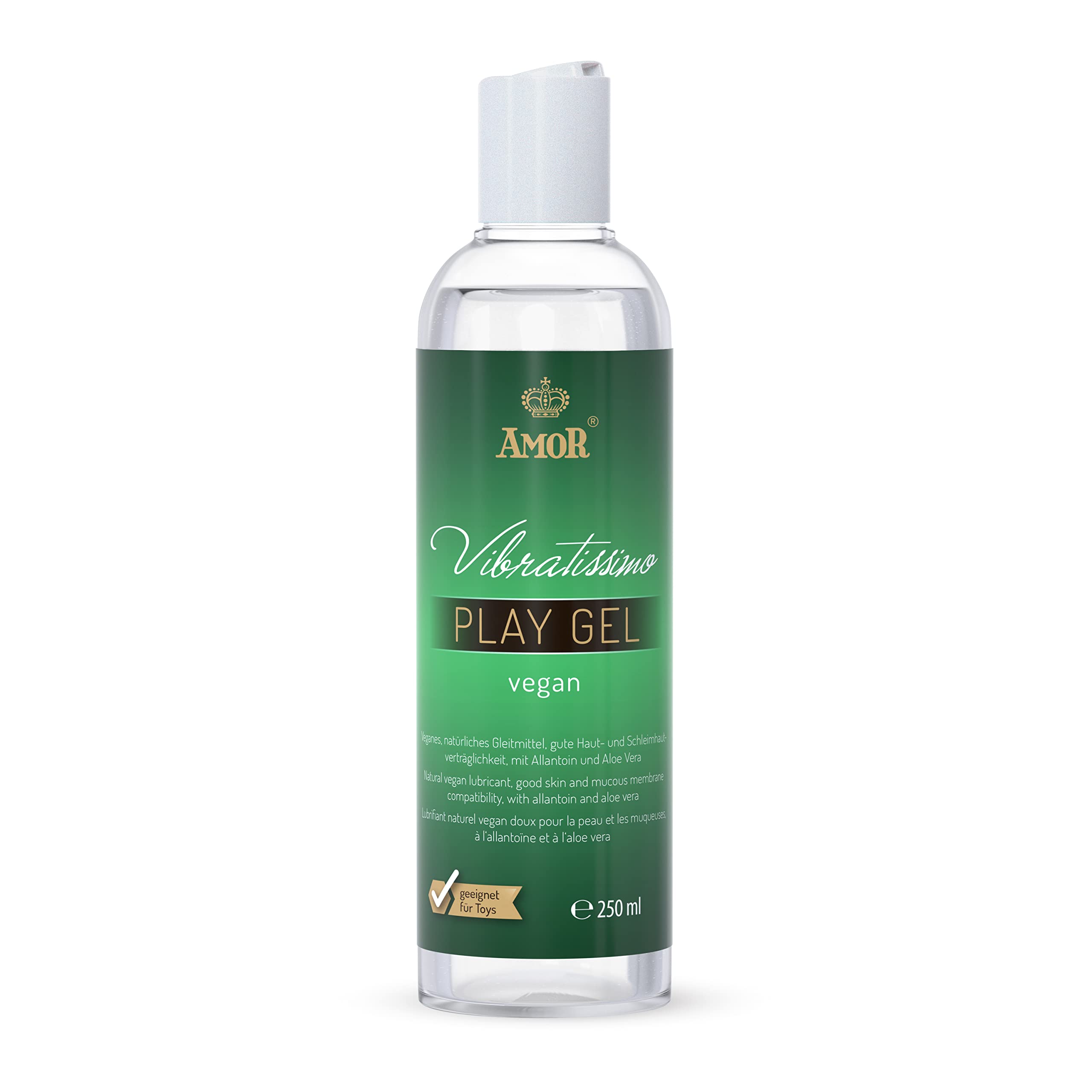 Vibratissimo Play Gel Vegan 250 ml | Gleitmittel Ohne tierische Inhaltsstoffe | Lubricant Gel Für Silikon Toys & Latexkondome geeignet