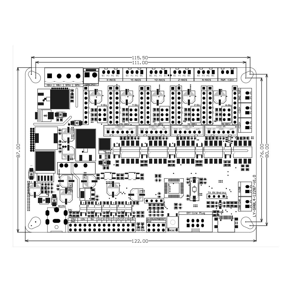 GRBL Contrôleur de moteur pas à pas à 4 axes pour gravure de routeur CNC, commande ARM32 bits avec découplage optique, prise en charge PWM/TTL