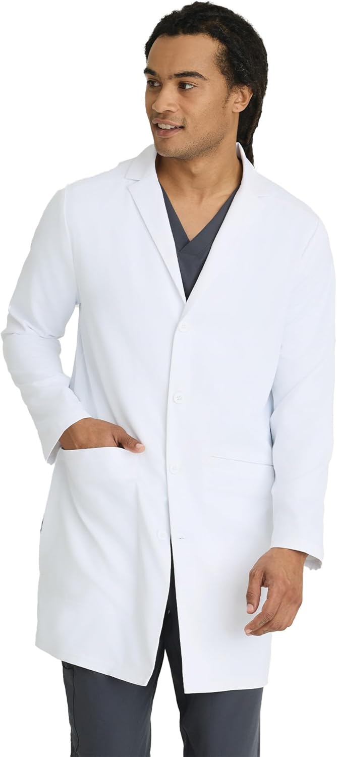 Skechers by BARCO Emerge Lab Coat for Men – 3-Pocket Medical Scrub Coat with 2-way Natural Stretch & Soil Release Fabric