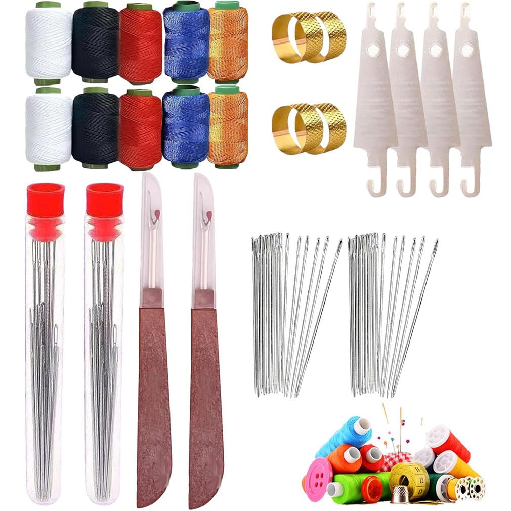 Wondolla Sewing Kit, Indefinitey Big Eye Steel Needles, Stainless Steel Sewing Kit, Sewing Tool Kit, Needle and Thread Kit, DIY Sewing Kit, Portable Sewing Supplies Accessories for Beginner (74PCS)