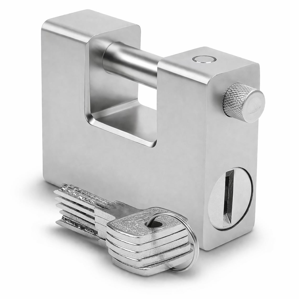 High Security Padlock – Heavy Duty Container Lock, Weatherproof Outdoor Lock for Storage Unit, Shed, Gate, Garage - 5 Keys (1 Pcs) (Silver)-image-39