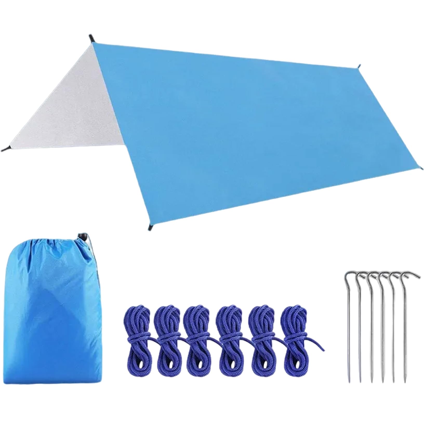 Bâche de Survie, bâche de Camping, 3 x 3 m, imperméable et légère, Pare-Soleil Anti-Pluie, revêtement argenté Polyvalent pour Le Camping, la randonnée et Les activités Plein air