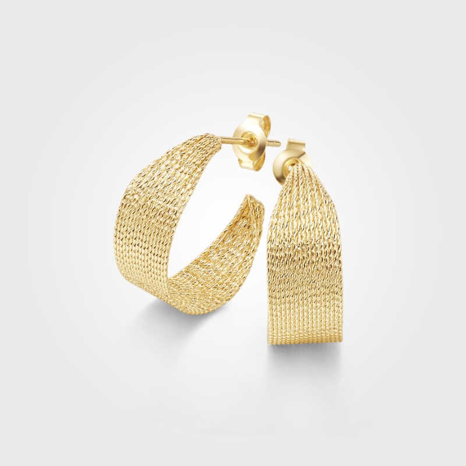 KnSam Żółte złoto 18K 750 Creole Hoop, kolczyki na sztyfcie Boże Narodzenie, fale, prawdziwa biżuteria damska kolczyki Au750 złoto