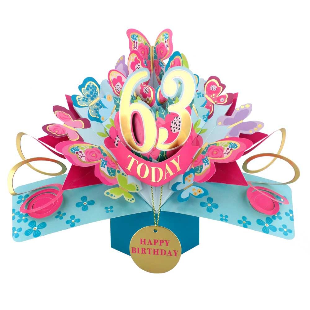 63 Today Happy 63rd Birthday Pop-Up Greeting Card Love Kate's Pop Up Cards Her Design POP236MC63 โ image 1
