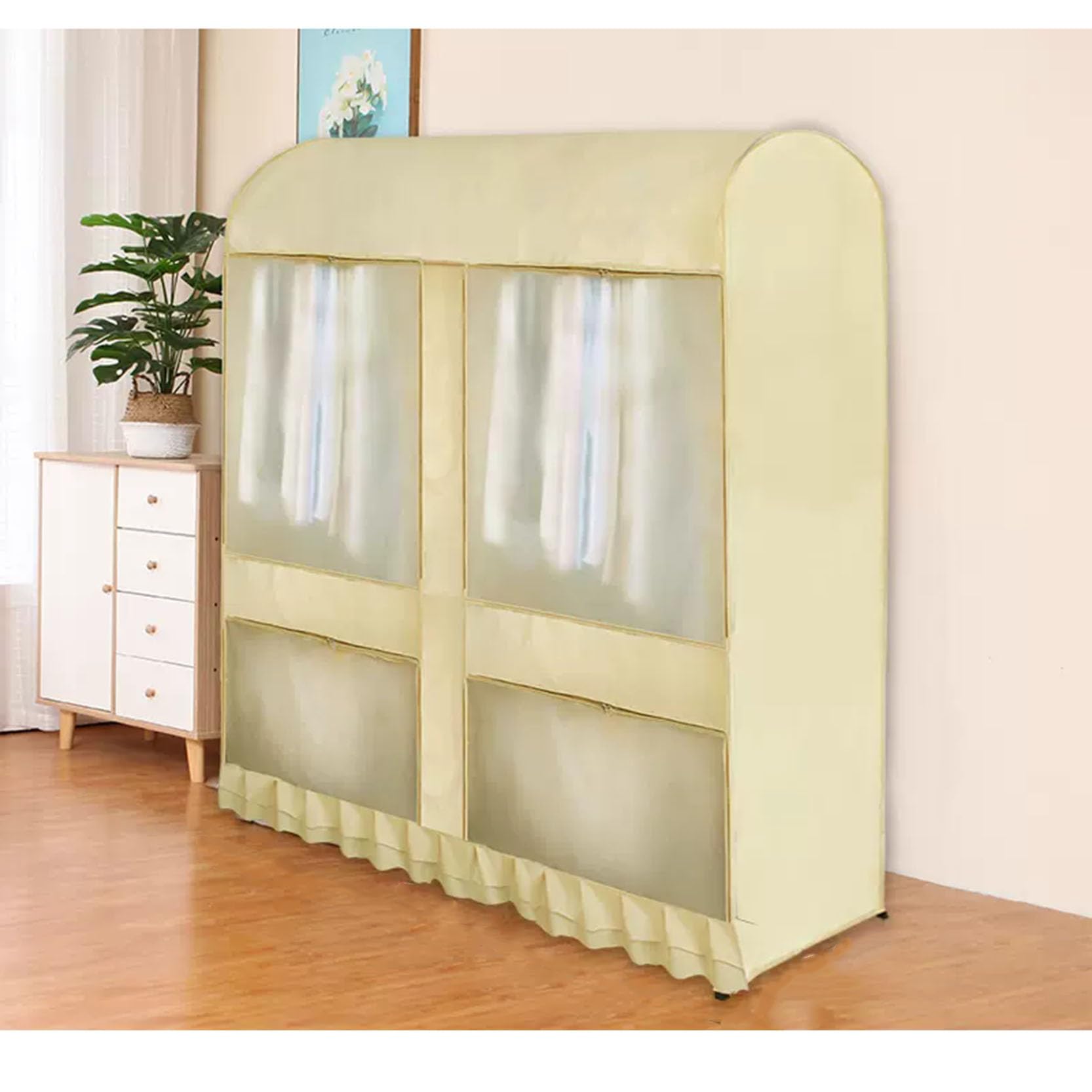 Funda para perchero transpirable con cremallera, a prueba de polvo, para colgar ropa, altura ajustable, 1,5 m, se adapta a estantes de 3,285,25 m, ideal para almacenamiento y organización (B 150 x 50