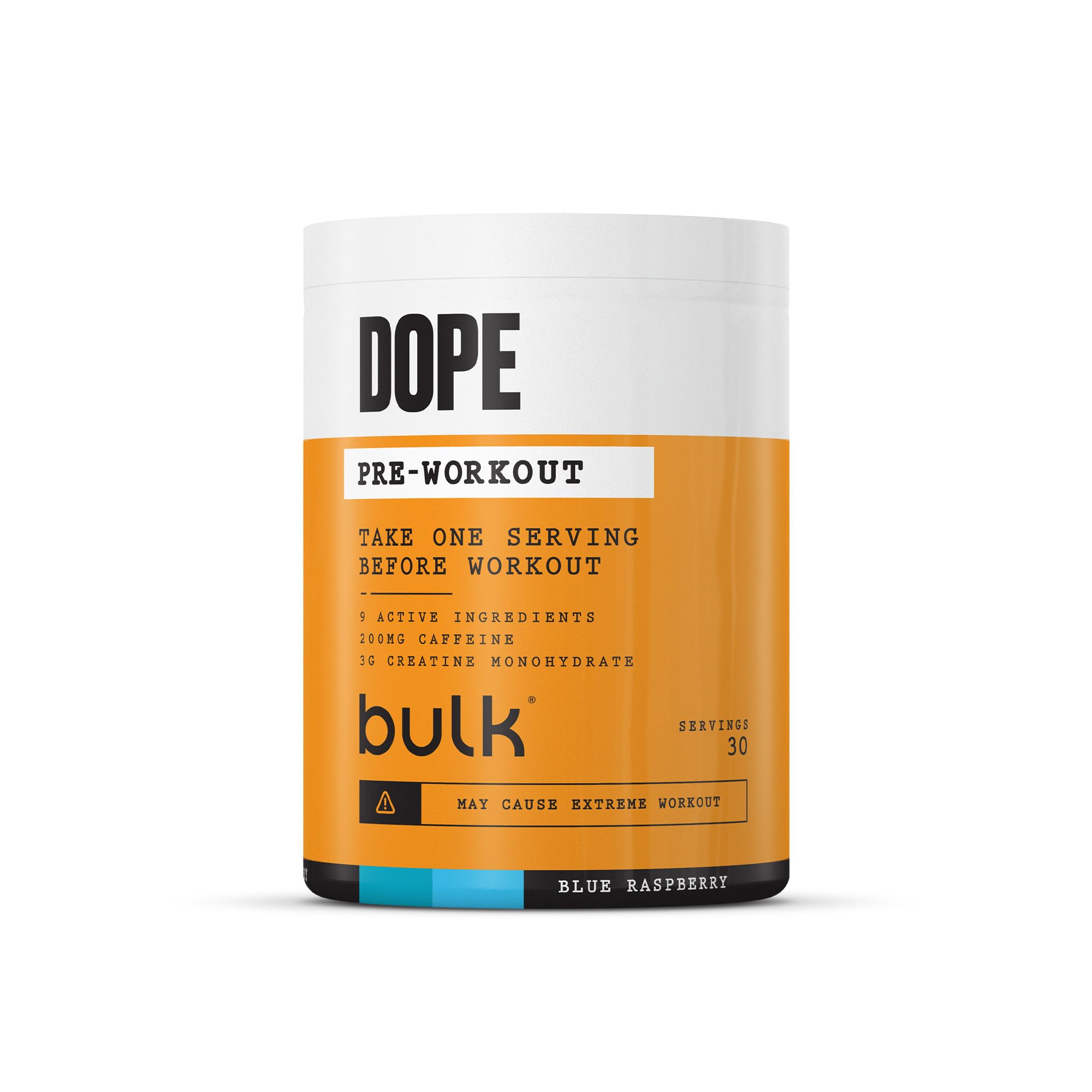 Bulk Polvere Pre-Workout Dope | Blue Raspberry | 3g Creatine per Serving | 200mg Caffeine | Citrulline Malate & Arginine AKG | Beta-Alanine | Energy, Focus & Performance | 510g Supplement