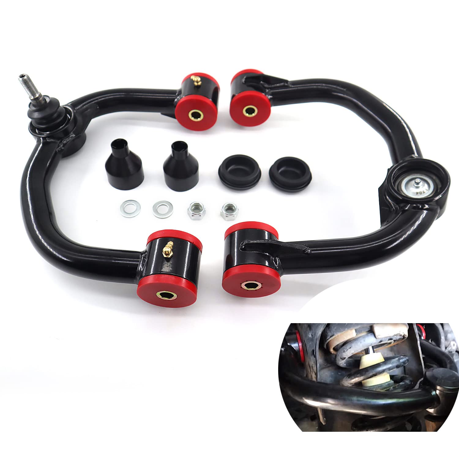 Photo 1 of Front Upper Control Arms For 2004-2022 F150 with Ball Joint, 2-4" Lift 2 PCS Black Tubular Suspension Adjustable Control Arm, Replacement OEM Factory Suspension Arms