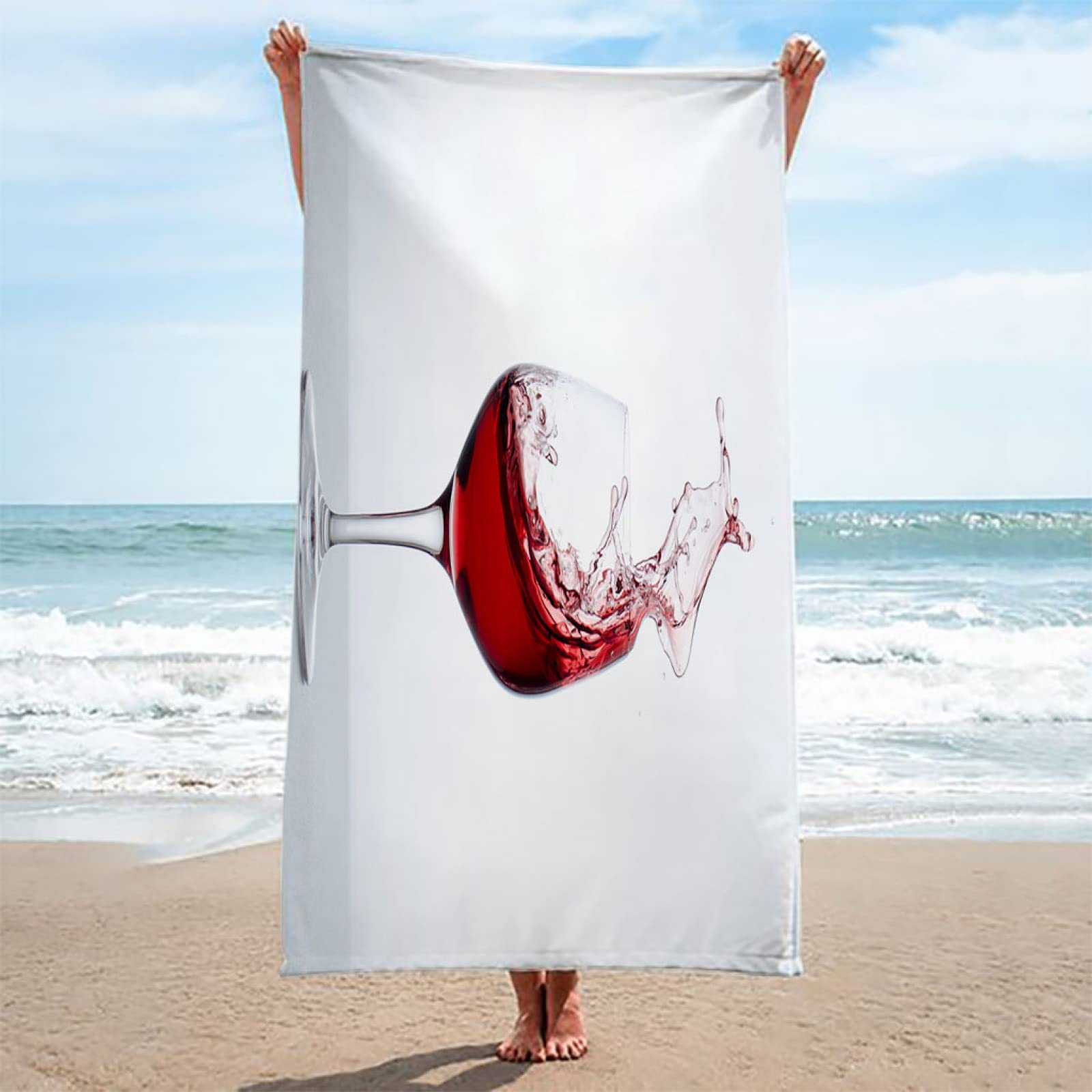 Ręcznik z nadrukiem 3D dla dzieci, kieliszki do czerwonego i wina, ręcznik plażowy, ultramiękki ręcznik do sauny, łazienki, ręczniki do twarzy, nastolatków, dorosłych, do pływania, podróży lub