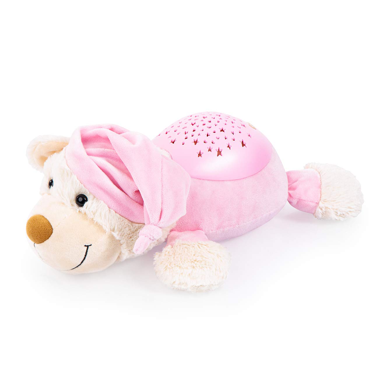 Bayer Design 69507AA Einschlafhilfe, Schlummerlicht, Nachtlicht mit Sternenlicht, Bär Kuscheltier, Nachtlampe, Kinderlicht, Baby Kinder, rosa