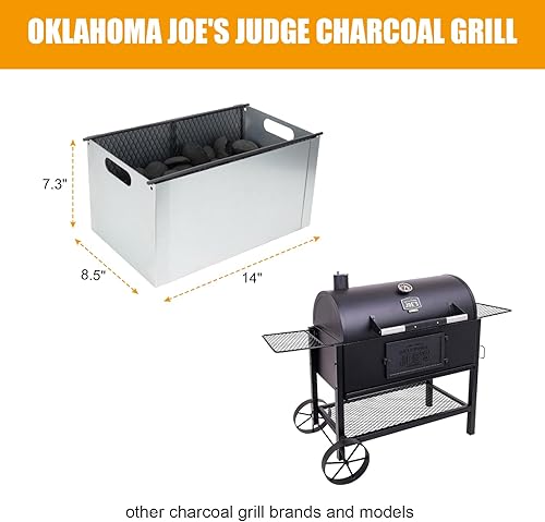 Miniatura 2 de AJinTeby Caja de ahumador de carbón para Oklahoma Joe's 3697490W01, cesta de carbón para parrilla de carbón Oklahoma Joe's Judge, caja de ahumador