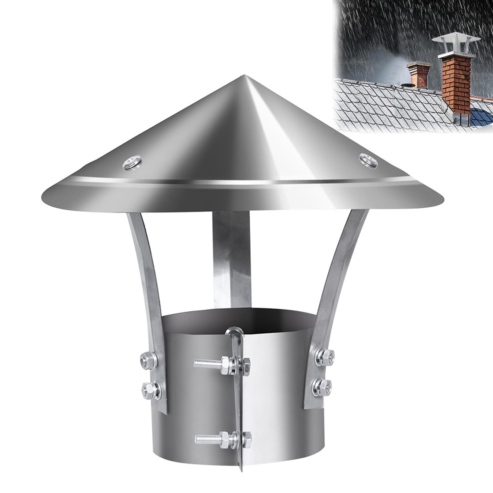 Chapeau conduit de fumée inox 170mm pour poêle et brasero extérieur
